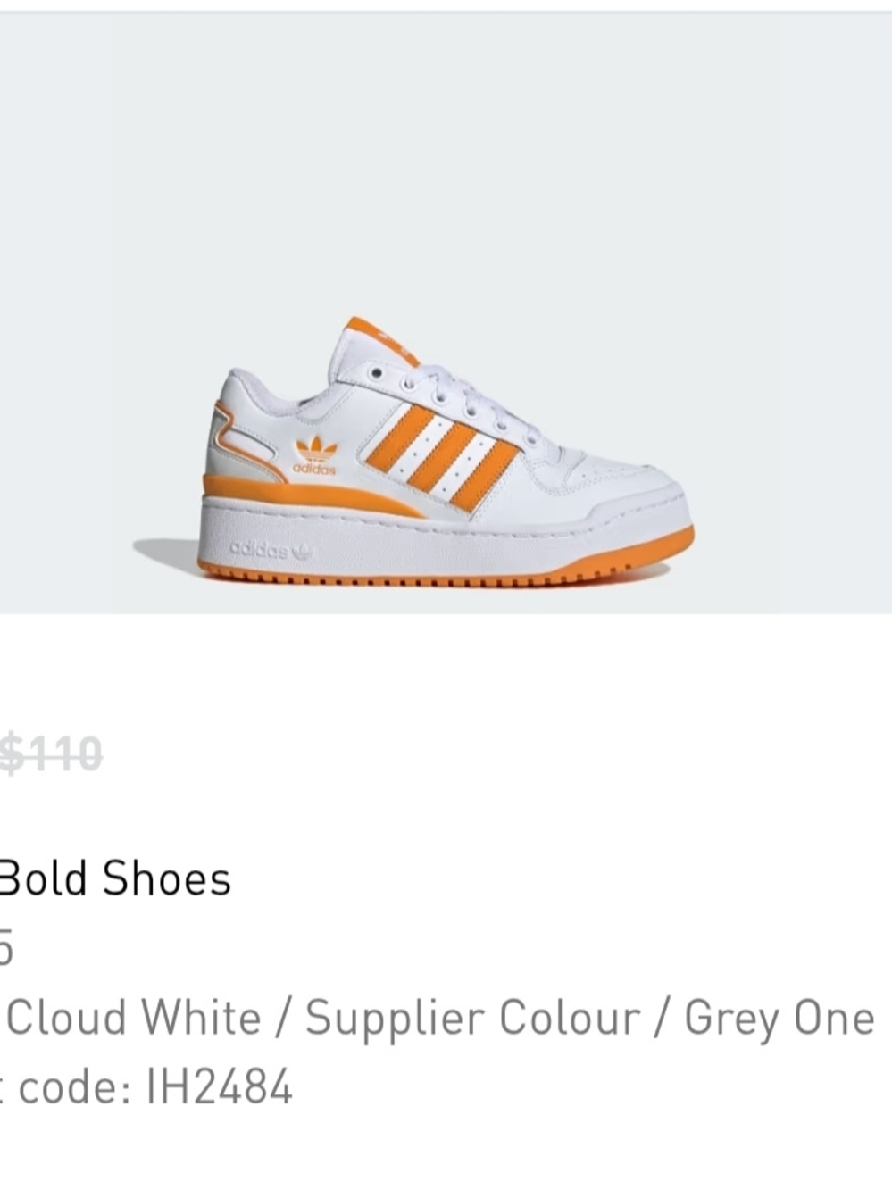 Adidas Bold White and Orange Low-Top Sneakers